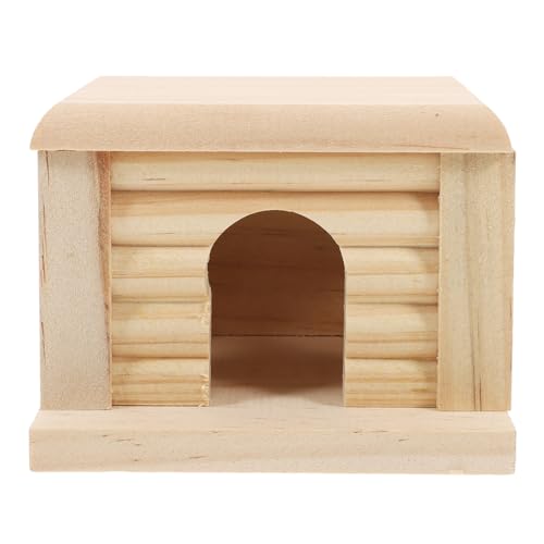 POPETPOP Hamsterhaus Hamster Spielplatz Hamster Hamster Holzhaus Hamster Versteck Hamster Kauen Hasenzubehör Hamster nach Hause Plattformen für Hamster hölzern von POPETPOP