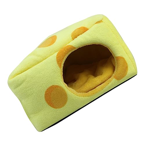 POPETPOP Hamsternest tragbares Zelt Kaninchen Hängematte Hamster Winterbett Hamster käfig Hamster cage Hamsterhöhle pet Bed Hamster warmes Versteck Hamsterversteck kurzer Plüsch Yellow von POPETPOP