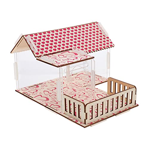 POPETPOP Hamster Spielzeug Acryl Villa Schaukel Rohr Leiter Haustier Nest 2-Geschichte Holz Dekorative Hamster Hause von POPETPOP