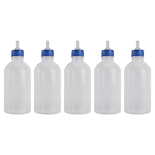 POPETPOP Haustier-Futterflasche, 5 Stück, 120 ml, für Hunde und Katzen, Stillflasche, Baby, Tierpflegerflasche, Lammfutterflasche, Ziegenflaschen, Fütterungszubehör für Ferkel, Ziege, Kalb von POPETPOP