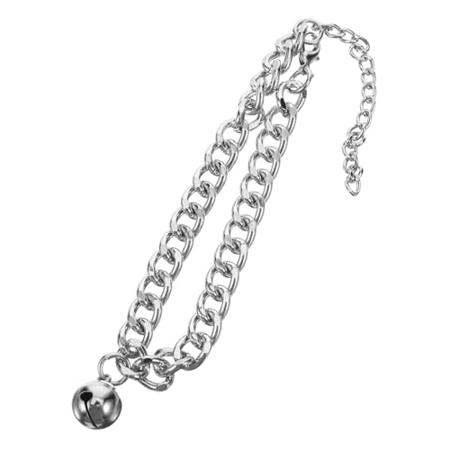 POPETPOP Haustierhalsband Für Kätzchenkette Kragenhalter Halsband Katze Hund Junge Katze Mit Glocke Reflektierende Katzenhalsbänder Mit Schnallen Chat- Silver Aluminiumlegierung von POPETPOP