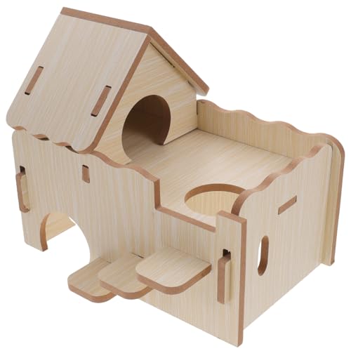 POPETPOP Holzhaus Hamster hamsterspielzeug holzblockhaus nagerhaus Kleintier Holzspielzeug Hamsterhäuser und Verstecke Käfig Vlies Huhn Wurf Hamsterhaus meerschweinchen lebensraum von POPETPOP