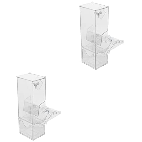 POPETPOP 2st Vogelfütterer Essensbehälter Lebensmittelspender Futterstelle Für Vogelpapageien Vogelfutterhalter Sittich Futterautomat Vogelversorgung Acryl Automatisch Fütterungsbox von POPETPOP