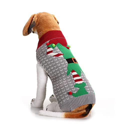 POPETPOP Hundekostüm Weihnachtspullover für Haustiere Großer Weihnachtspullover für Windhunde Graue Weihnachtskleidung für Haustiere Hundekleidung Hässlicher Pullover von POPETPOP