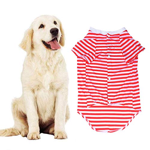 POPETPOP Hundekleidung Streifen-Hunde-Outfit Hundeweste aus Baumwolle Hundemäntel mittel Hunde-Sweatshirt Welpenspielzeug Hund Dackel Hundepflegeset Hundehemden Hundet-Shirt rot von POPETPOP