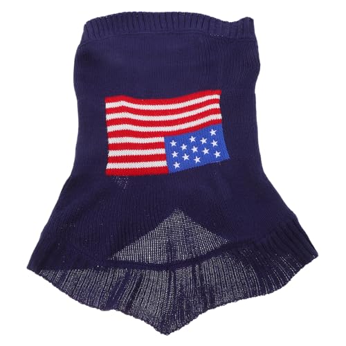 POPETPOP Hundepullover mit amerikanischer Flagge: warmer Winterpullover für Hunde, Hunde-Sweatshirts, gestrickter Hundepullover für kleine Hunde (Größe von POPETPOP