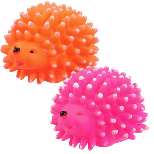 POPETPOP Igel-Kauspielzeug, Gummi-Igel-Kauspielzeug, Latex-Igel, quietschend für Hundespielzeug, quietschendes Hundespielzeug, Hunde-Zägel-Spielzeug, Haustierbedarf, 2 Stück von POPETPOP