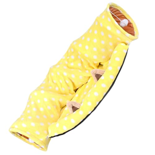 POPETPOP Kanal für Katzennester katzenbett katzentunnel cat Toy katzenliege katzenversteck Hasenhöhle Guck-Guck Wurf Kaninchentunnel für Zimmerkaninchen Katzenrohr Flanell Yellow von POPETPOP