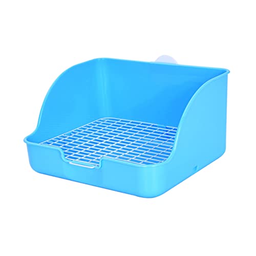 POPETPOP Kasten Hamster Toilette Hamster klo kaninchentoilette Nagerklo mit Gitter Hasen klo Kaninchen-Töpfchentrainer Stall Bad Häschen Toilette kleine Haustierkäfigversorgung Plastik Blue von POPETPOP