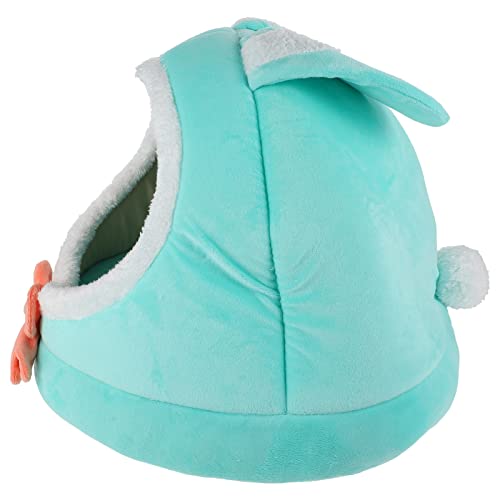 POPETPOP Katzenbett Höhlenbett für Haustiere Hundebett mit Deckenhöhle Nagetier Kaninchen Rattenbett Hasen haustierbett pet Bed winterliches Katzenhaus Haustierkissen Daunen Baumwolle Green von POPETPOP