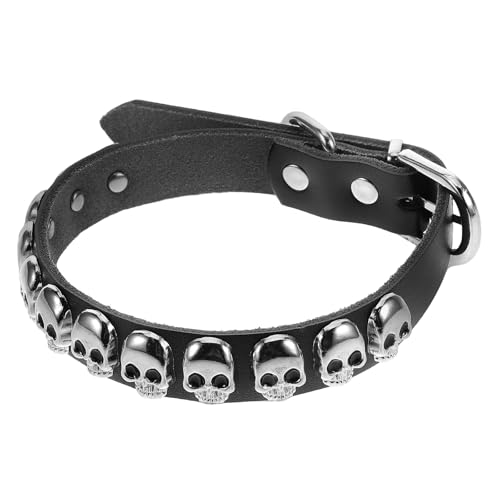 POPETPOP Katzenhalsband, schwarz, personalisierbar, Halloween, Tierhalsband, Totenkopf-Halsband, Kätzchen-Zubehör, Katzenhalsbänder mit Schnalle, Totenkopf-Katzenhalsband, Katzenhalsband, von POPETPOP