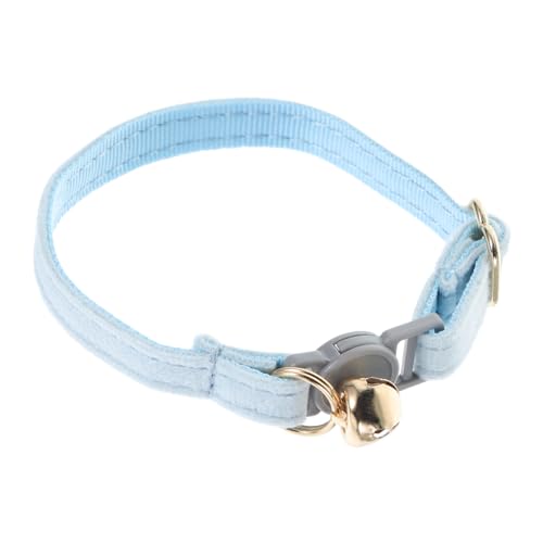 POPETPOP Katzenhalsband Halsband Mit Gravierter Metallschnalle Verstellbarer Namensschildkragen Abreißbarer Sicherheitskragen Katzenhalsbänder Mit Etikett Sky-Blue Stoff von POPETPOP