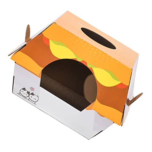 POPETPOP Hamburger Katzennest Burger-katzennest Kratzmatte Für Katzen Katzenhaus Aus Papier Katzenhauskratzer Kratzbaum Für Katzenhäuser Aus Pappe Kratzpad Wellpappe Katzenpfote Wellpapier von POPETPOP