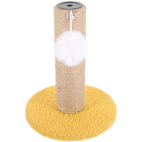 POPETPOP Klettergerüst für Katzen Möbelschutz für Katzenkratzer Katze kratzt Kratzmöbel für Katzen katzenmöbel Kratzbaum mit hängendem Ball vertikaler Kratzbaum Flanell Yellow von POPETPOP