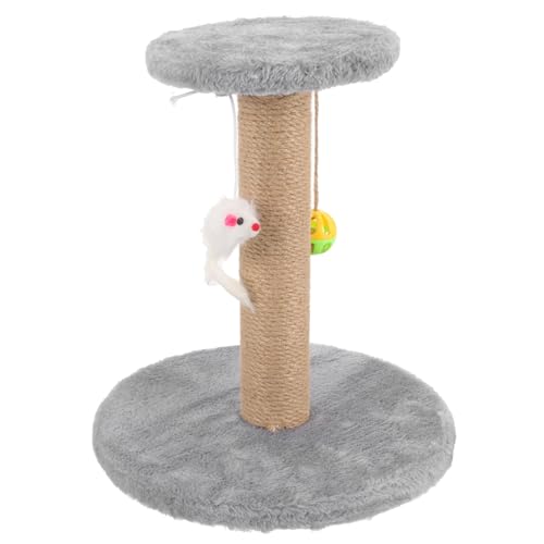 POPETPOP Kratzbaum für Katzen aus Sisal Katzenklauenbaum Kletterturm für Katzen Kratzer kratzmöbel für Katzen katzenkratzbretter Katzenkletterer Kratzstange für Haustiere Massivholz Grey von POPETPOP