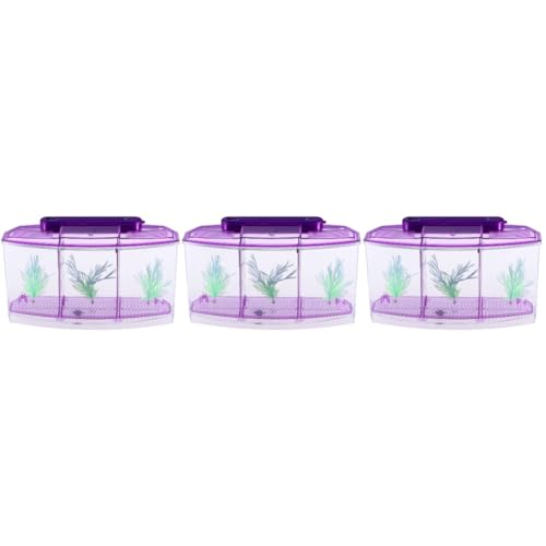 POPETPOP Mini-Aquarium 3st Aquarium Violett Büro Schreibtisch Betta-Panzer Goldfischbecken von POPETPOP