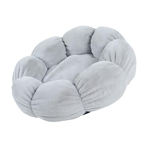 POPETPOP Plüschblumen-Katzenstreu haustierbett pet Bed katzenkörbchen Donut-Katzenbett Guck-Guck katzenhöhle Rutschfestes Welpenbett Hundebett Unterseite der Rindersehne Light Grey von POPETPOP