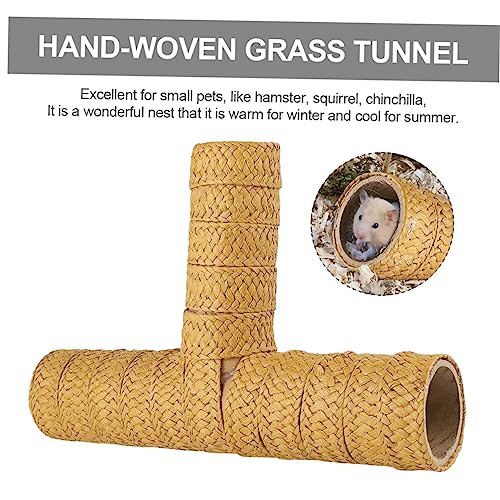 POPETPOP Stroh Hamster Tunnel Kleiner Tiertunnel Rennmaus Ratte Spielzeug Kleintier-übungsspielzeug Naturrassentunnel Tunnel Für Kleine Haustiere Gras Kleines Haustier Chinchilla von POPETPOP