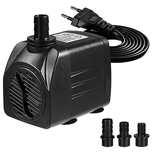 POPETPOP Tauch Pumpe Aquarium - 25W 1800L/ H Wasserpumpe für Teich Brunnen Garten Aquarium Ultra Ruhig Pumpe mit 3 Düse Kabel 2 M von POPETPOP