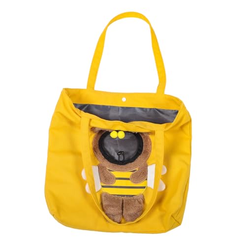 POPETPOP Tragbare Haustiertasche erweiterbarer Katzenrucksack Kiste Taschen tiertransporttasche Katzen Handtasche Transportbox für Haustiere Reisetragetasche für Katzen Segeltuch Yellow von POPETPOP