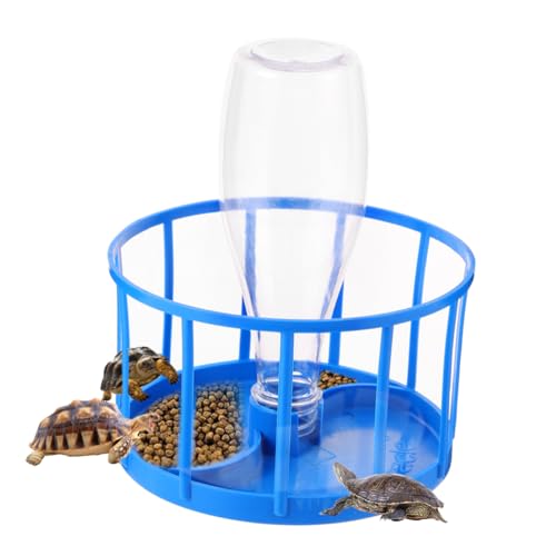 POPETPOP Trinkbrunnen für Haustiere Nest Tank Frosch Aquarium süße Dekoration Reptilien wasserschale Reptilien Wassernapf Futterschale für Eidechsen Futterspender für Eidechsen Plastik Blue von POPETPOP