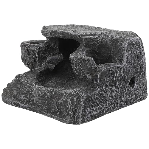 POPETPOP Turtle Tank Klettern Und Haubengecko Fischbecken Versteck Bausatz Schildkrötengehege Aquarium-Ornament Aquarium-landschaftsdekoration Korkrinde Höhle Dark Grey Harz von POPETPOP