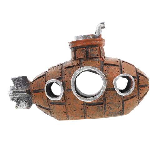 POPETPOP Aquarium-u-Boot-Ornament Fisch Tank Schiffswrack Versunkenes Schiff Aquarium Aquariumdekoration Aquarium Schiffswrack Dekorationen Fischtank-u-Boot Seifenblasenmaschine Karikatur von POPETPOP