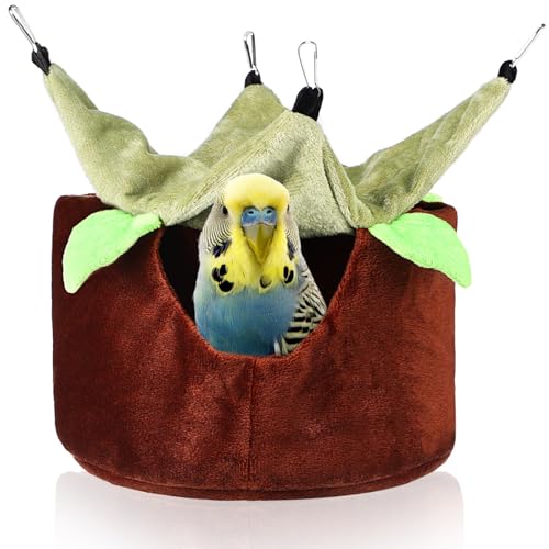 POPETPOP Vogelnest - Vogelhängematte Vogelbett Doppelschicht Hängende Hängematte Bett Winter Warme Vogelhütte für Käfig Vogel Schlafhütte für Papageien Lovebird Sittiche von POPETPOP