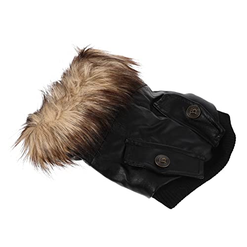 POPETPOP warme Hundejacke Hund wintermantel Hundemäntel für kleine Hunde Hundebekleidung Windeln Welpe winterhundemantel Dog Raincoat Winter hundemantel Winterkleidung für Hunde Pu Black von POPETPOP