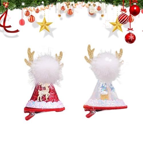 2 Stück Hunde Weihnachtsmütze Haarspange Katzen Hund Santa Mütze Haustier Mütze Kappe Weihnachts Hut Katzenkostüm Weihnachten Set Kleine Hund Weihnachten Outfit von PORUPAEL