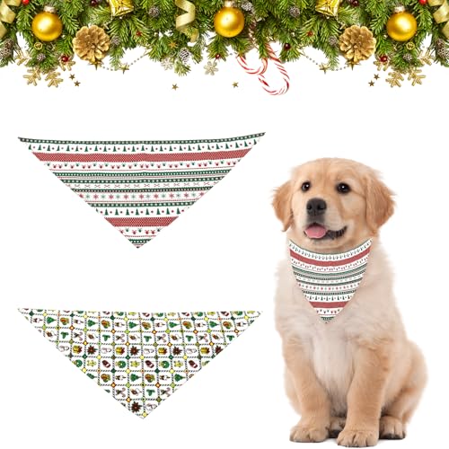 2 Stück Weihnachtshund Bandanas Cartoon Hundehalstuch Weihnachten Haustier Kostüm Hund Schal Für Haustier Weihnachten Kostüm Dekoration Zubehör von PORUPAEL