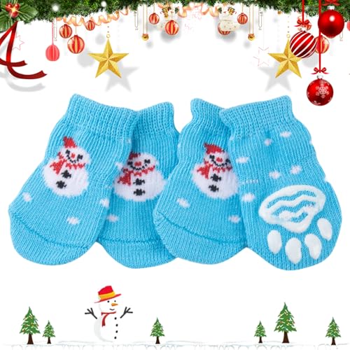 4 Stück Weihnachtssocken Für Hunde Weihnachts Hundeschuhe Pfotenschutz Anti Rutsch Socken Hunde Weihnachts Haustierzubehör Für Kleine Mittlere Hunde von PORUPAEL