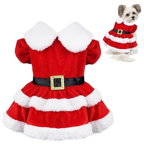 Hundekostüm Weihnachten Katzen Weihnachtskostüm Rot Weihnachten Hunde Outfit Haustier Wintermantel Warme Kleidung Für Kleine Hunde Welpen Schnauzer Teddy Pudel Chihuahua (L) von PORUPAEL