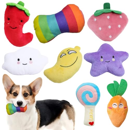 PORUPAEL Hundespielzeug Set,8Pcs Quietschendes Hundespielzeug Plüsch Welpenspielzeug Hunde Interaktives Spielzeug Plüschspielzeug Kauspielzeug für Welpen,Medium,Große Hunde von PORUPAEL