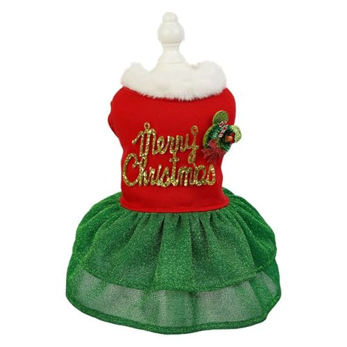 Weihnachten Hundekleid, Weihnachtsmann Hunderock Hunde Weihnachtskostüm Xmas Welpe Kostüm Weihnachten Outfit Hund Mädchen Winter Kleidung Kleines Haustier Roter Rock Anzug (M) von PORUPAEL