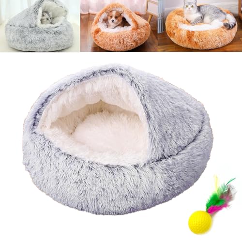 POTKFMN Lapcatz Nest Bed, Cat Nest Bed, Hooded Cat Bed, Small Dog Nest Bed, Warm Soft Calming Dog Cat Nest Puppy Bed with Cozy Sponge Non-Slip Bottom for Small Pets (Blue,40cm) von POTKFMN