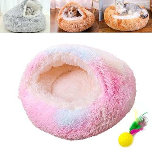 POTKFMN Lapcatz Nest Bed, Cat Nest Bed, Hooded Cat Bed, Small Dog Nest Bed, Warm Soft Calming Dog Cat Nest Puppy Bed with Cozy Sponge Non-Slip Bottom for Small Pets (Colorful,40cm) von POTKFMN