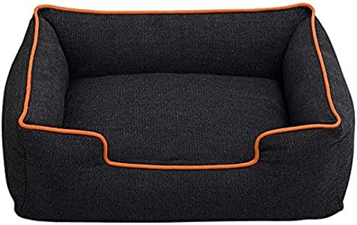 POUR Modisches, Modernes Haustierbett Im Schwarzen Stil, Hundebett – Hundekorb, Bequemes Hundesofa, Gemütliches Haustierbett Im Schlafzimmer, Wohnzimmer Und Flur,Orange,Mittel,Friendly321 von POUR