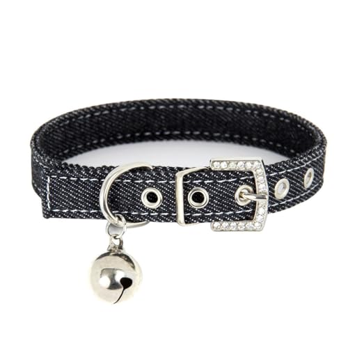 Cowboy-Haustierhalsband, modisches Haustierzubehör, verstellbares Haustierhalsband mit Glocke for kleine und mittelgroße Katzen und Hunde Scode1,5 * 35 cm Schwarz/115(Black,Mcode1.5 * 40cm) von POVVFRTY
