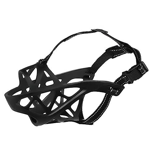 Hunde-Mundschutz, Anti-Lecken, Anti-Biss, Anti-Fress-Störquellen, atmungsaktiv, verstellbar, for Trinken und Essen, reflektierend, Hunde-Mundschutz, Hunde-Mundschutz/732(Black,Medium) von POVVFRTY