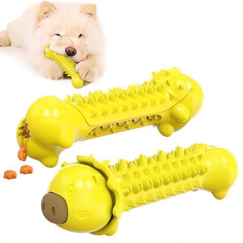 Kau- und Leckerli-Spenderspielzeug for Hunde mit drei Keksen, interaktives Hundeknochen-Puzzlespielzeug, verschleißfest und rutschfest, Leckerli-Spender/Zähneknirschen/Zähnereinigung/Nagspielzeug for von POVVFRTY