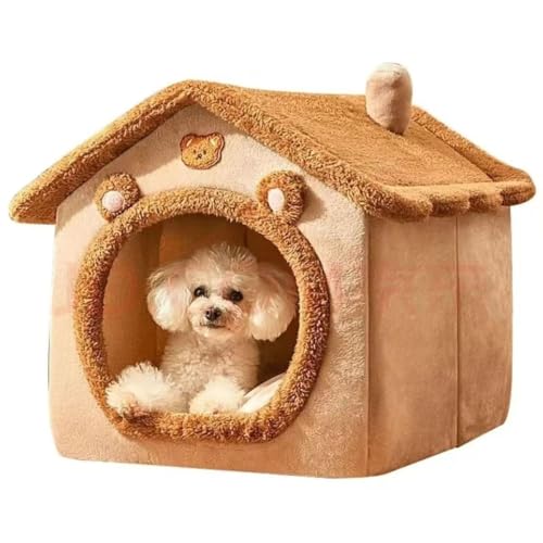 Tragbares Haustierhaus for den Innenbereich, luxuriös, faltbar, for Hunde und Betten, Plüschzwinger, warm und weich, gemütlich for Katzen, mit abnehmbarem Kissen(Large) von POVVFRTY