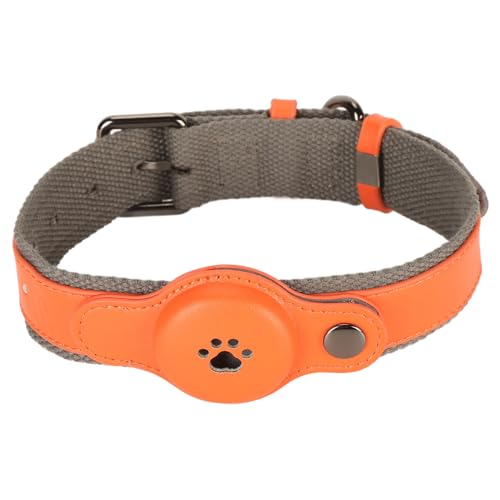 POYHKFD Hundehalsbänder, Verstellbares Hundehalsband aus Leder, Weiches PU-Haustierhalsband, Hautfreundlich für Hunde, Robustes und Bequemes Welpenhalsband, Weiches Hundehalsband, Stilvolles(Orange) von POYHKFD