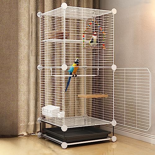 Vogelkäfig, Papageienkäfig für Vögel mit Rollständer und Bodenwanne und Vogelspielzeug, leicht zu reinigen, für Sittiche, Papageien, Lovebirds, Tauben, Nymphensittiche, Ara (Größe: 5 Stück - 37 x 37 x von PPGE Home