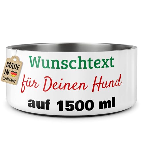 PR Print Royal Hundenapf personalisiert mit Name oder Text selbst gestalten - Wassernapf, Fressnapf Hund Bedrucken - Geschenke für Hundebesitzer | Edelstahl, rutschfest 1500 ml von PR Print Royal