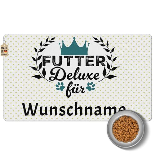 PR Print Royal Napfunterlage mit Name selbst gestalten - Futter-Deluxe - Futtermatte für Hunde & Katzen - Personalisierte Geschenkidee, Waschbar | 60 x 35 cm, rutschfest von PR Print Royal