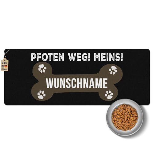 PR Print Royal Napfunterlage mit Name selbst gestalten - Pfoten Weg, Meins! - Futtermatte für Hunde - Personalisiertes Geschenk für Hundebesitzer, Waschbar | 80 x 30 cm, rutschfest von PR Print Royal