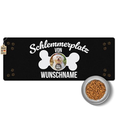 PR Print Royal Napfunterlage mit Name und Foto selbst gestalten - Schlemmerplatz - Futtermatte für Hunde - Personalisiertes Foto-Geschenk für Hundebesitzer, Waschbar | 80 x 30 cm, rutschfest von PR Print Royal