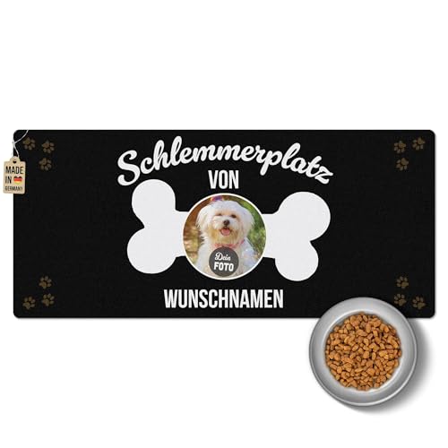 PR Print Royal Napfunterlage mit Name und Foto selbst gestalten - Schlemmerplatz - Futtermatte für Hunde - Personalisiertes Foto-Geschenk für Hundebesitzer, Waschbar | 90 x 40 cm, rutschfest von PR Print Royal