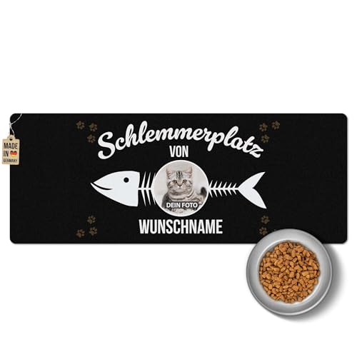 PR Print Royal Napfunterlage mit Name und Foto selbst gestalten - Schlemmerplatz - Futtermatte für Katzen - Personalisiertes Foto-Geschenk für Katzenbesitzer, Waschbar | 80 x 30 cm, rutschfest von PR Print Royal